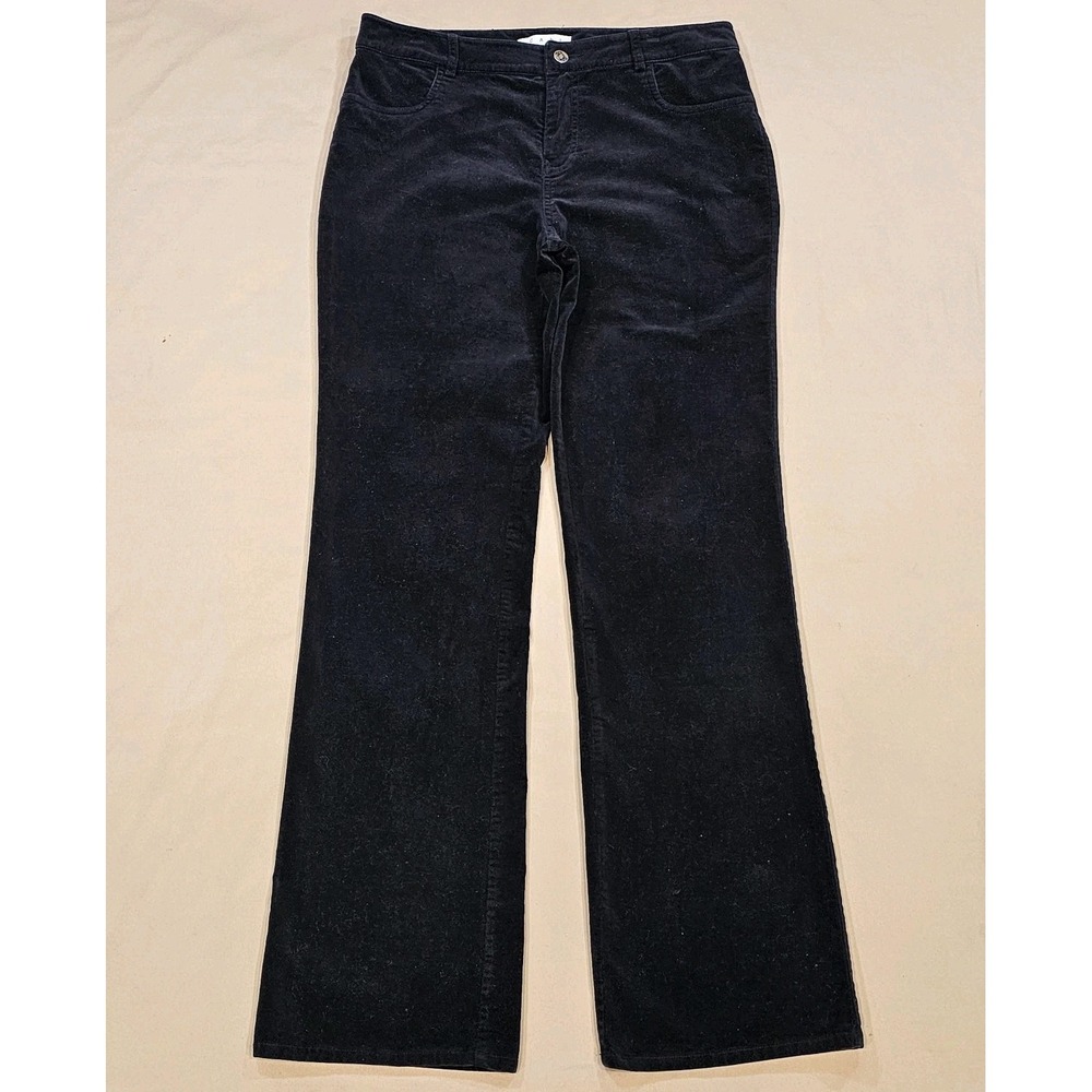 Cabi Black Straight-Leg Velvet‎ Style Pants Women's Size 10 Stretch